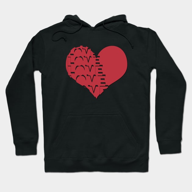 love worded stencil cut red heart Hoodie by ownedandloved